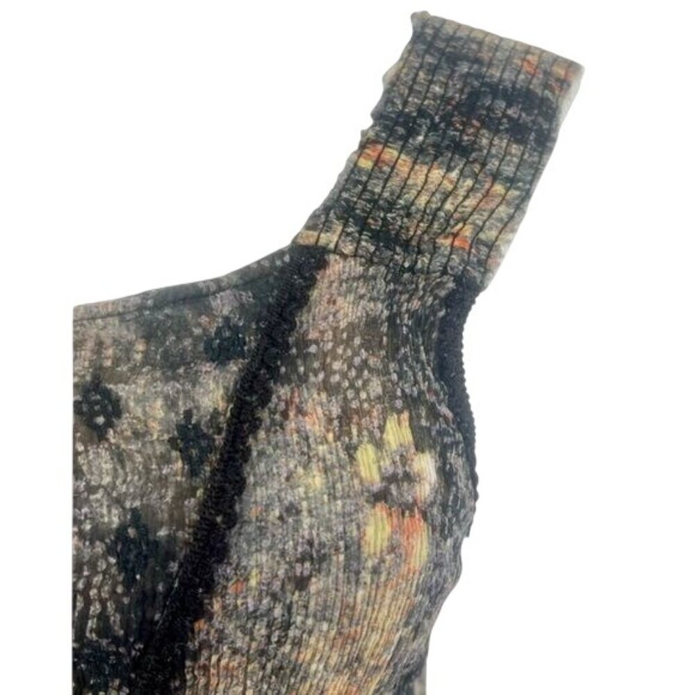 New Romantics X Anthropologie Moody Floral Asymmetrical Sheer Sleeveless Top - Picture 4 of 10